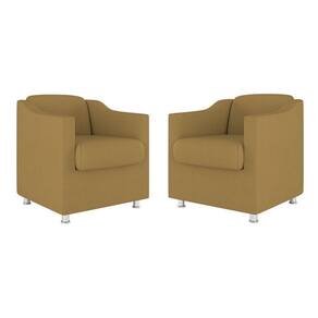 Kit 02 Cadeiras Poltronas Decorativas Recepção Clinica Suede Cor:capuccino