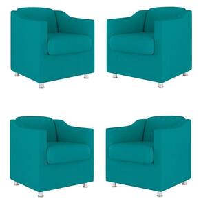 Kit 04 Cadeira Poltronas Decorativas Sala De Espera Clinica Cor:azul Turquesa