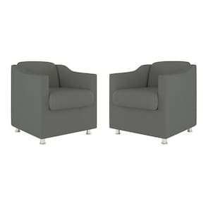 Kit 02 Cadeiras Poltronas Decorativas Recepção Clinica Suede Cor:cinza