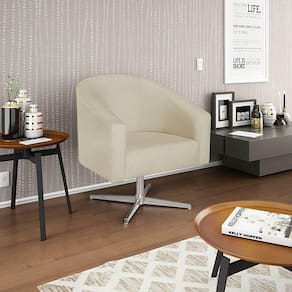 Poltrona Decorativa Luiza Base Giratória De Metal Suede - Doce Sonho Móveis Bege