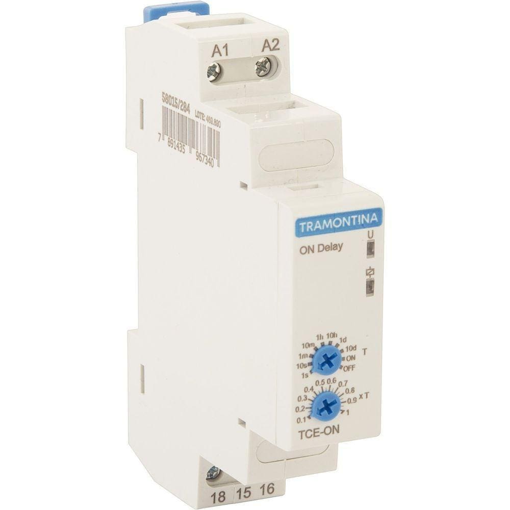 Relé Temporizador Tramontina On Delay 24-240 V 0,1s A 10d Ac/dc 8 A Ac-1 Ou 2 A Ac-15 Tramontina