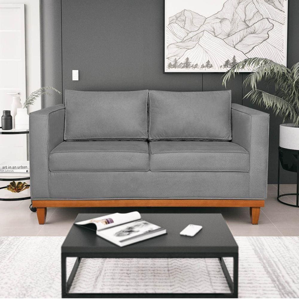 Sofá 2 E 3 Lugares Europa 180cm Suede - Doce Sonho Móveis Cinza