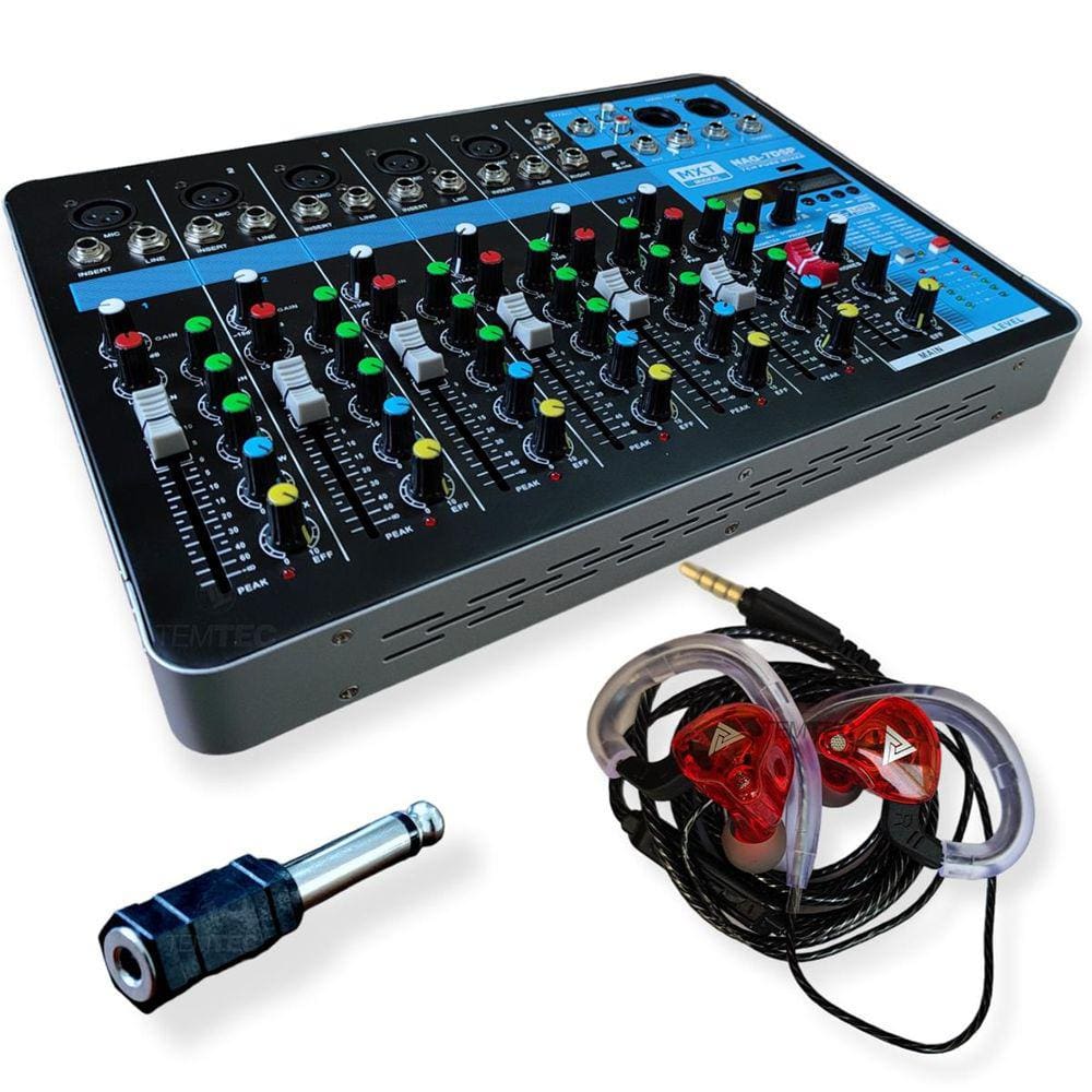 Console Mesa De Som Mixer 7 Canais Fone Retorno Vermelho