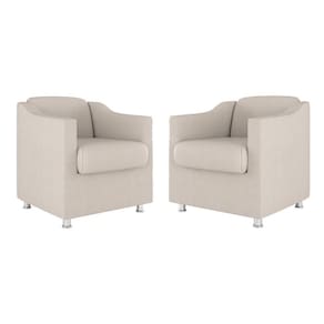 Kit 02 Cadeiras Poltronas Decorativas Recepção Clinica Suede Cor:bege
