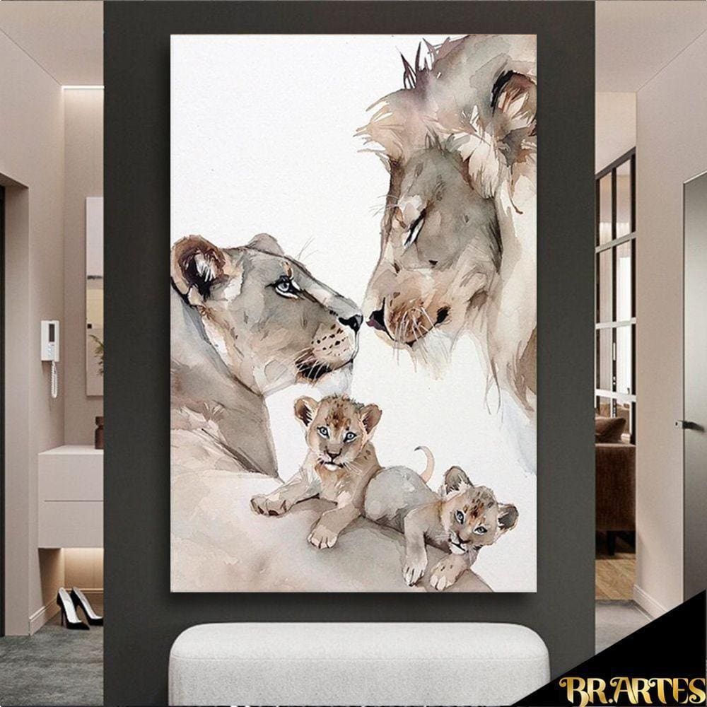 Quadro Família Aquarela Br Artes Grande 118x78