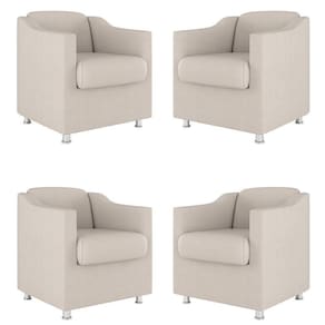 Kit 04 Cadeira Poltronas Decorativas Sala De Espera Clinica Cor:bege