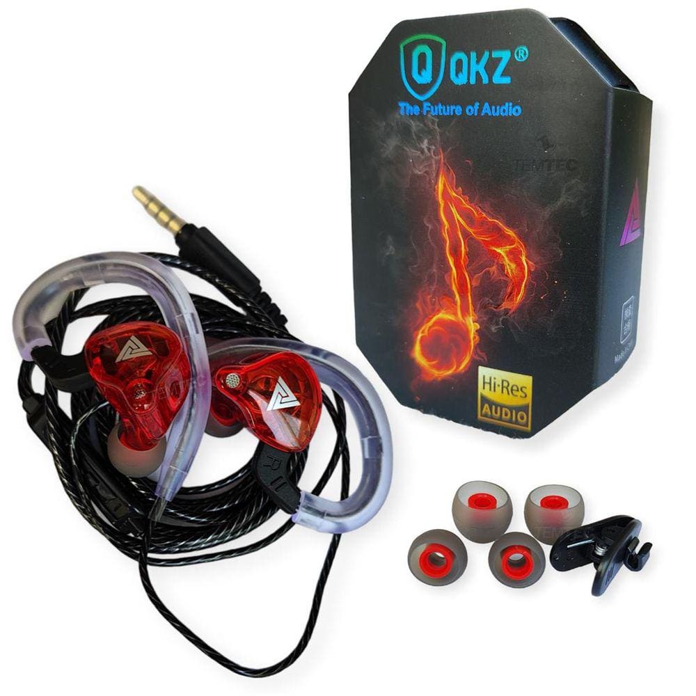 Fone De Ouvido Retorno De Palco Gamer QKZ Subwoofer Vermelho