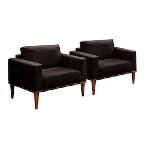 Conjunto - 2 Poltronas Bella Luxo Madeira Maciça Castellar Corino Preto