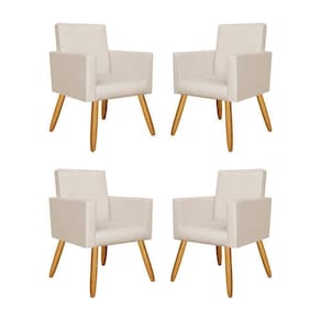 Kit 04 Poltronas Nina Decorativa Recepção Oferta Courino - Balaqui Decor Cor:courino Bege