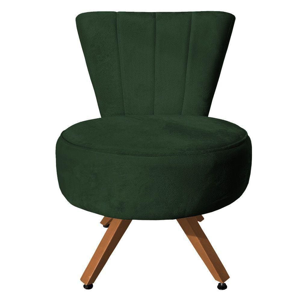 Poltrona Cadeira Decorativa Costurada Elegância Veludo Base Giratória Castanho - Pallazio Verde