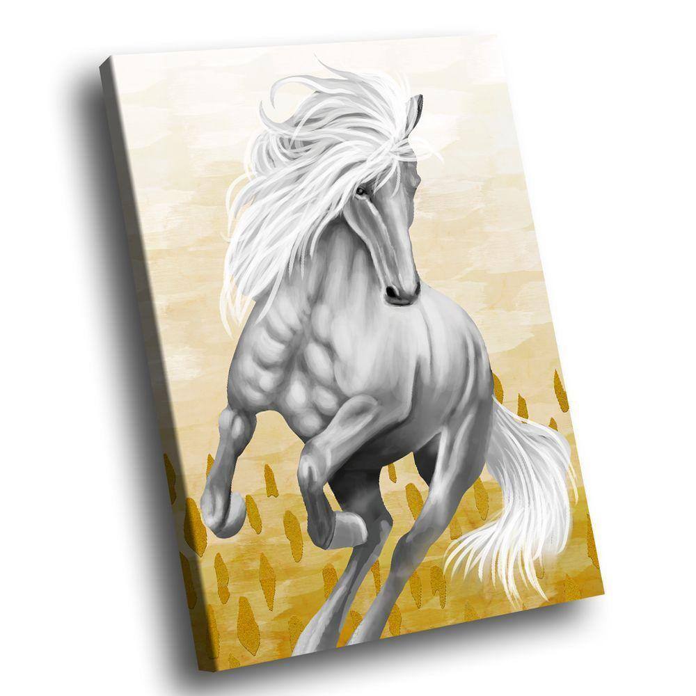 Quadro Cavalo Branco Br Artes Médio 84x54
