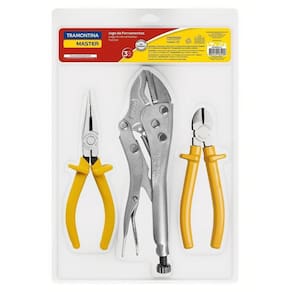 Kit De Ferramentas Com Alicate De Pressão 10" Alicate Corte Diagonal 6" E Alicate Bico Me
