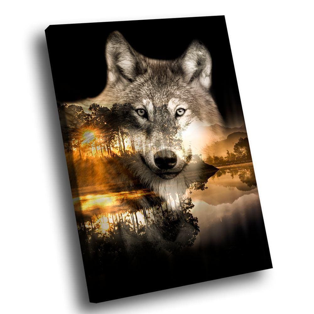 Quadro Lobo Natureza Br Artes Grande 118x78