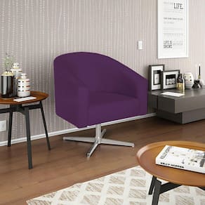 Poltrona Decorativa Luiza Base Giratória De Metal Suede - Doce Sonho Móveis Roxo