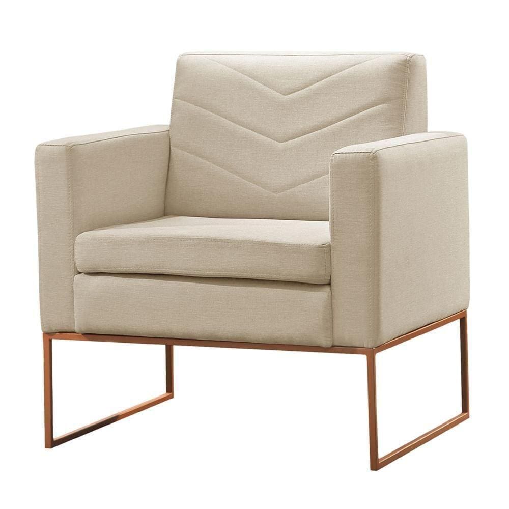 Poltrona Apolo Luxo Base Bronze Castellar Móbile Veludo Bege Claro Veludo Bege Claro