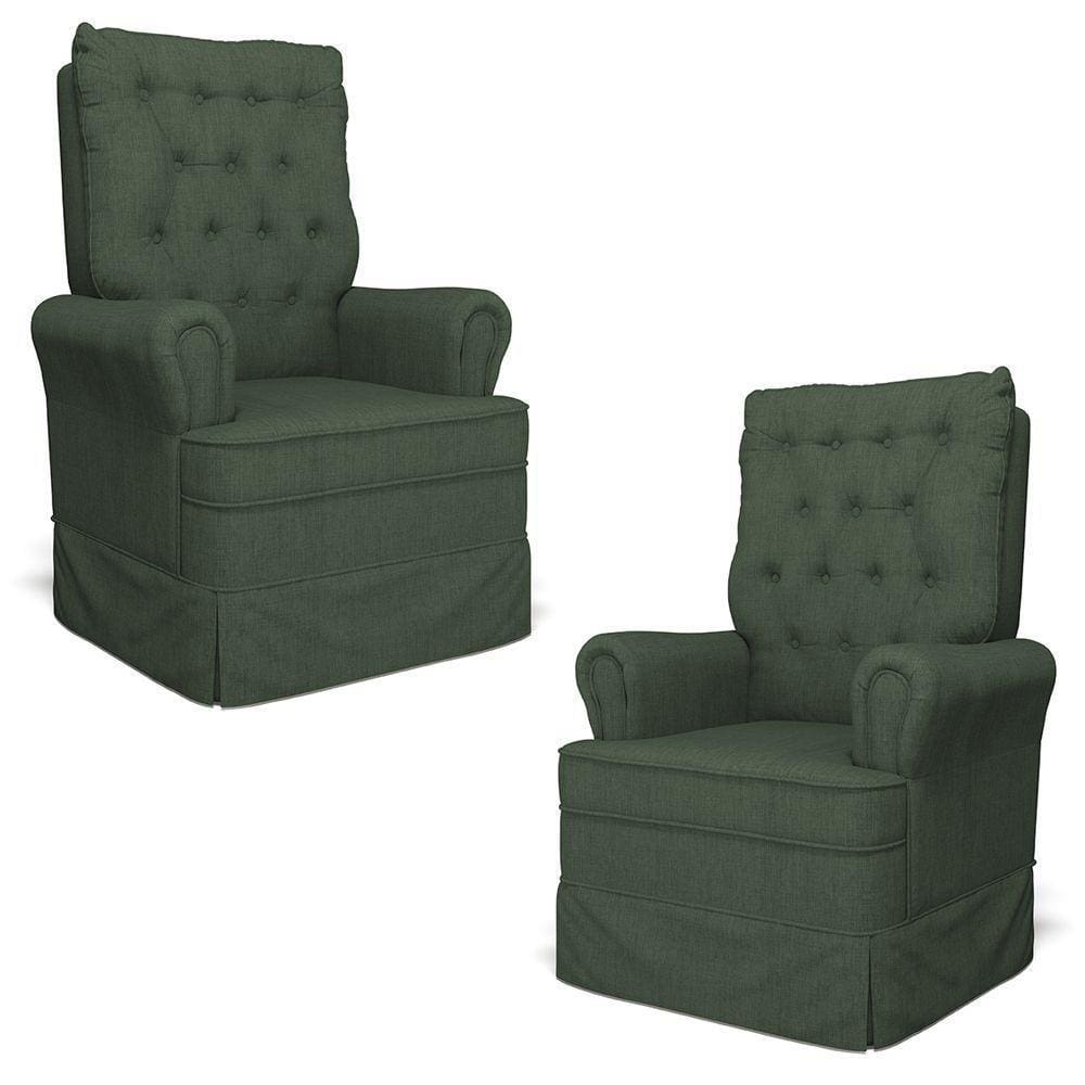 Kit 02 Poltronas De Amamentação E Descanso Com Balanço Laís G05 Linho Verde - Mpozenato