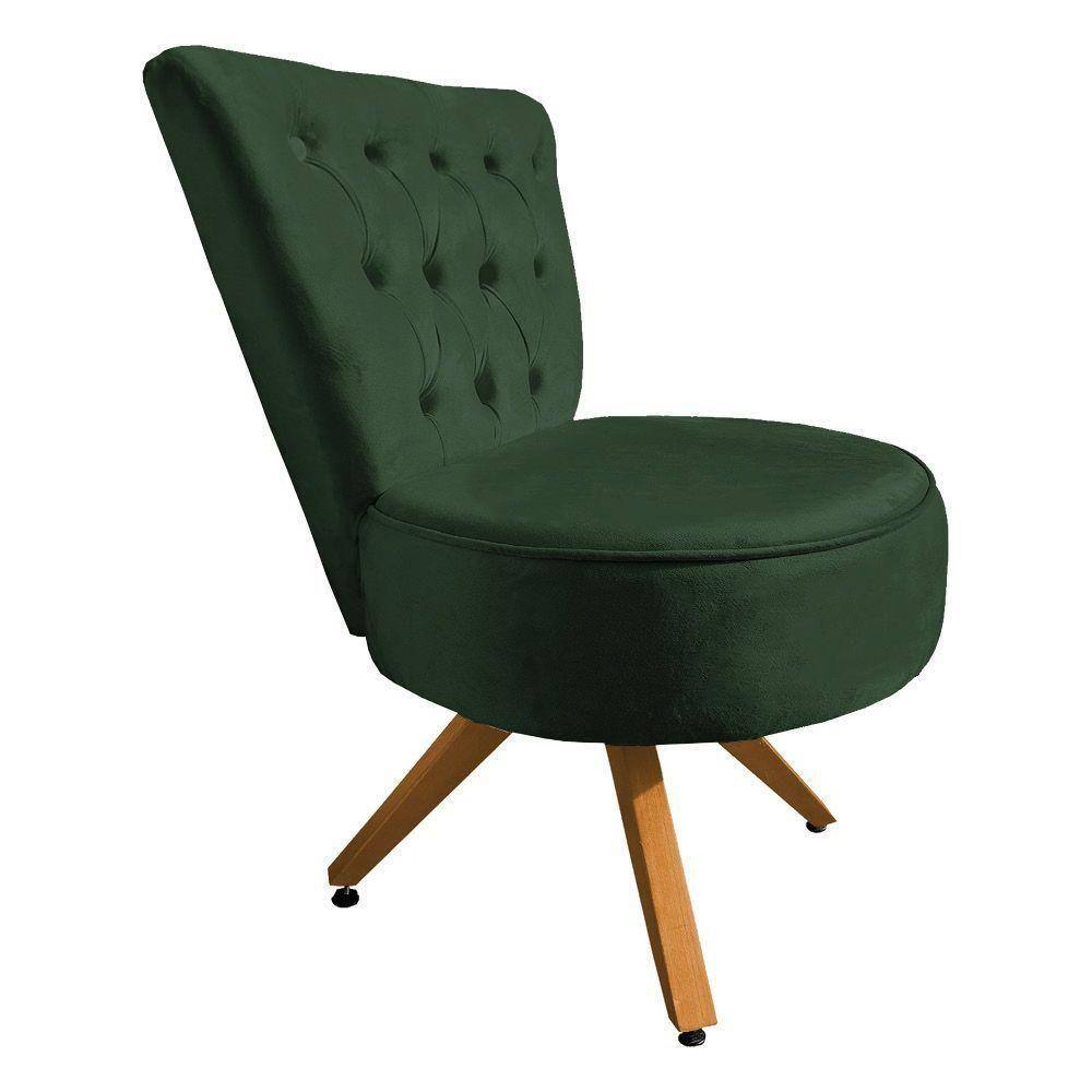 Poltrona Cadeira Decorativa Capitonê Elegância Veludo Base Giratória Castanho - Pallazio Verde