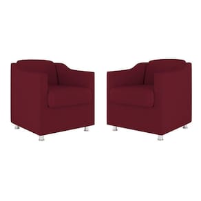 Kit 02 Poltronas Decorativas Clinica Tecido Suede Balaqui Cor:Marsala
