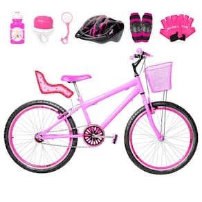 Bicicleta Infantil Aro 24 Aero Kit Premium Rosa E Pink