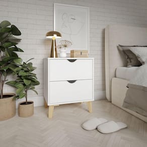 Mesa de Cabeceira Ipanema 2 Gavetas em MDP e Pintura BP Fosca Branco