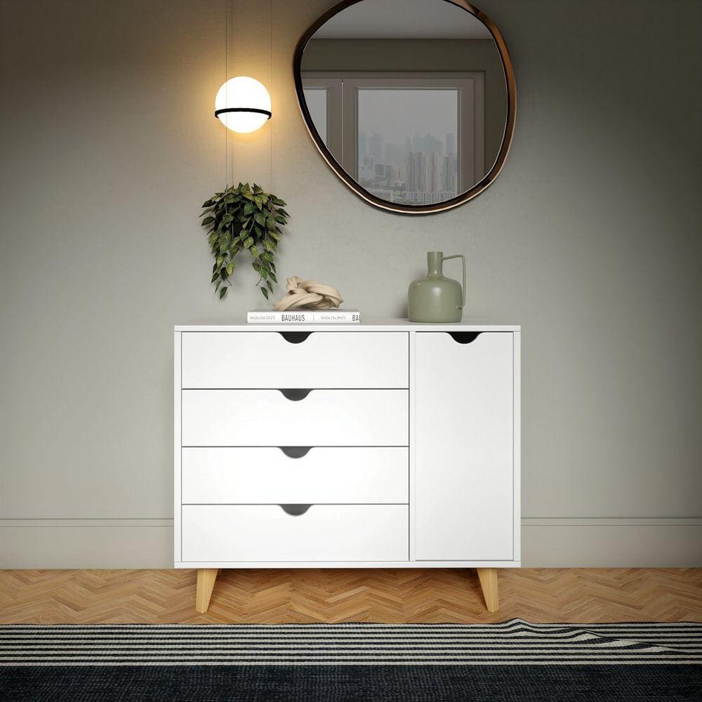 Cômoda Ipanema 4 Gavetas e 1 Porta em MDP e Pintura BP Fosca Branco