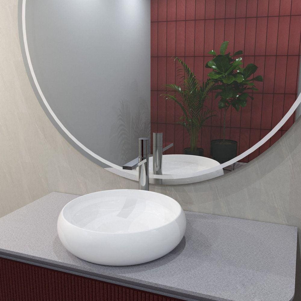 Cuba de Apoio Vulcano Redonda 40x11,5cm Branco Brilhante