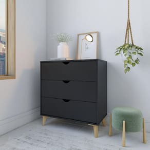 Cômoda Ipanema Alta 3 Gavetas em MDP e Pintura BP Fosca Preto