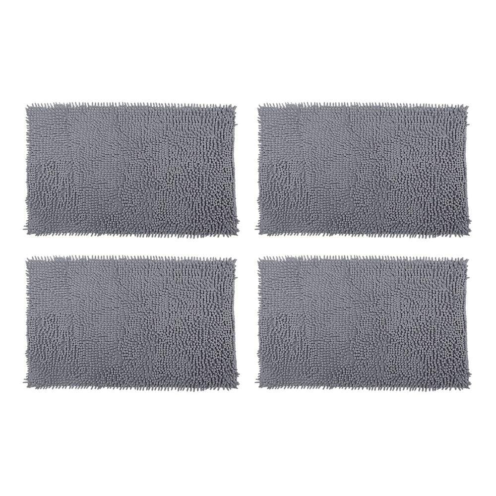 KIT 4 TAPETE BOLINHA ANTIDERRAPANTE MACIO DE BANHEIRO 58X38CM 100% POLIÉSTER Cinza