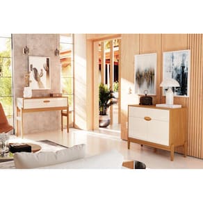 Aparador Com Buffet 2 Portas Intense Movelove Freijó/Off White Perolizado