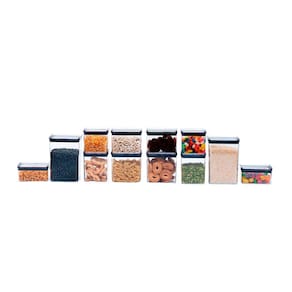 kit 12 potes herméticos de acrílico transparente quadrados - oikos