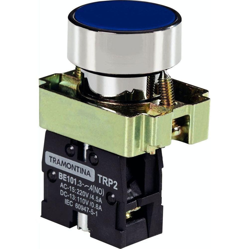 Botão De Impulso Tramontina Trp2-ba61 1na Azul Com Base De Metal Tramontina