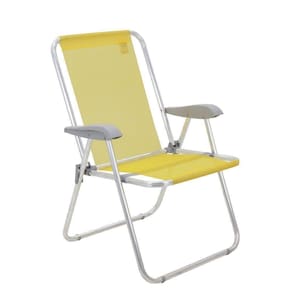 Cadeira De Praia Tramontina Creta Master Em Alumínio Com Assento Amarelo Tramontina