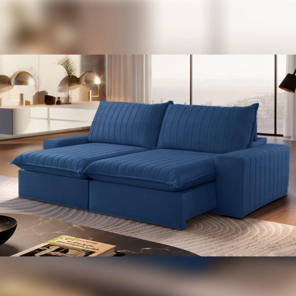 Sofá Retrátil e Reclinável 250cm Noah Azul