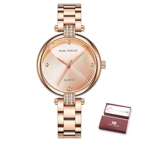 Relógio Feminino Mini Focus Mf0310l à Prova D`água Ouro Rosa