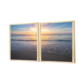Dupla de Quadros Decorativos Paisagem Praia Mar Horizonte