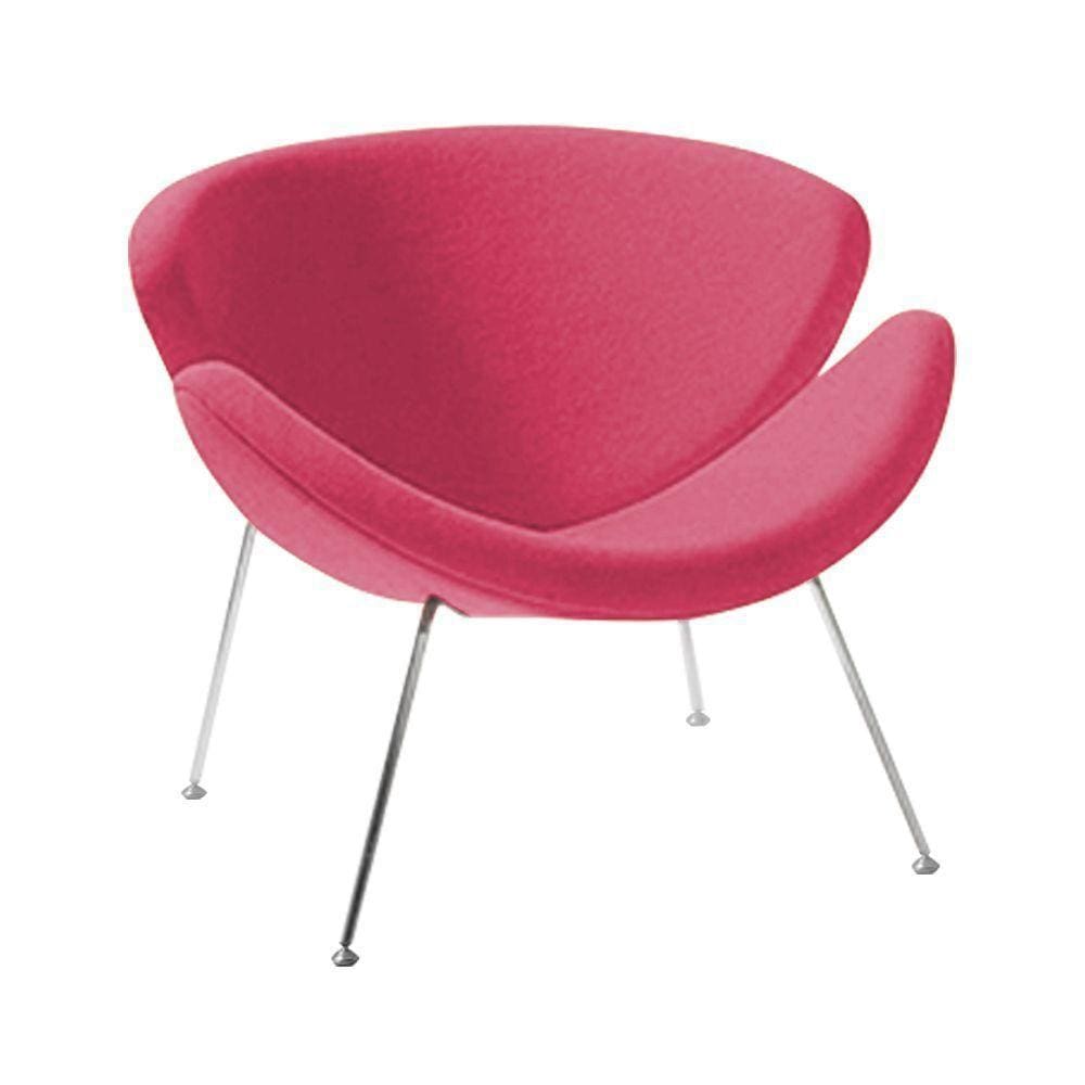Poltrona Design Trevo Suede Rosa Base Cromada Cor Rosa