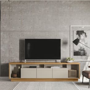 Rack 3 Portas para TV até 75 Polegadas Cronos 2.2 Yescasa Marrom/ Off White