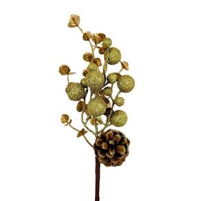 Galho Cereja Dourado 31X11X10Cm Folhagem De Natal