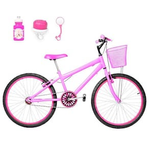 Bicicleta Infantil Feminina Aro 24 Alumínio Rosa E Pink