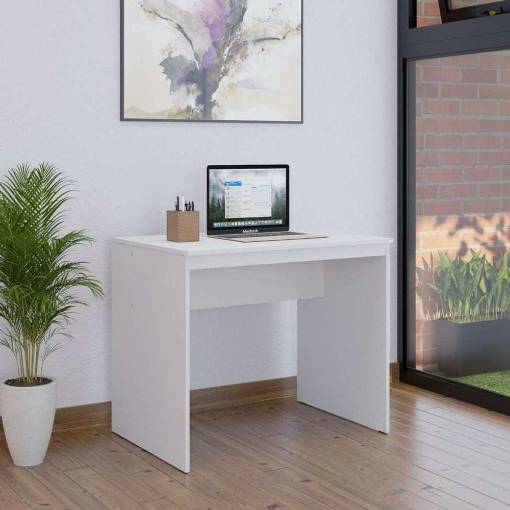 mesa de escritório e branca 90 cm