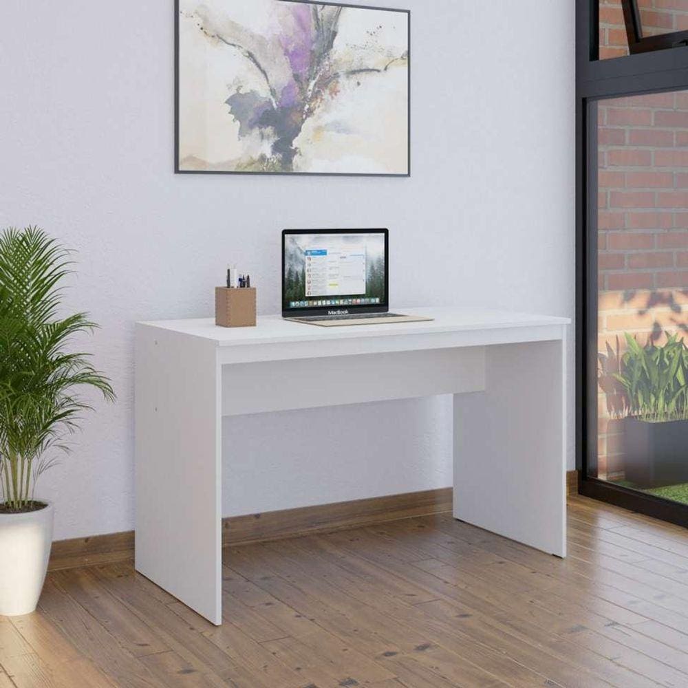 mesa de escritório e branca 120 cm