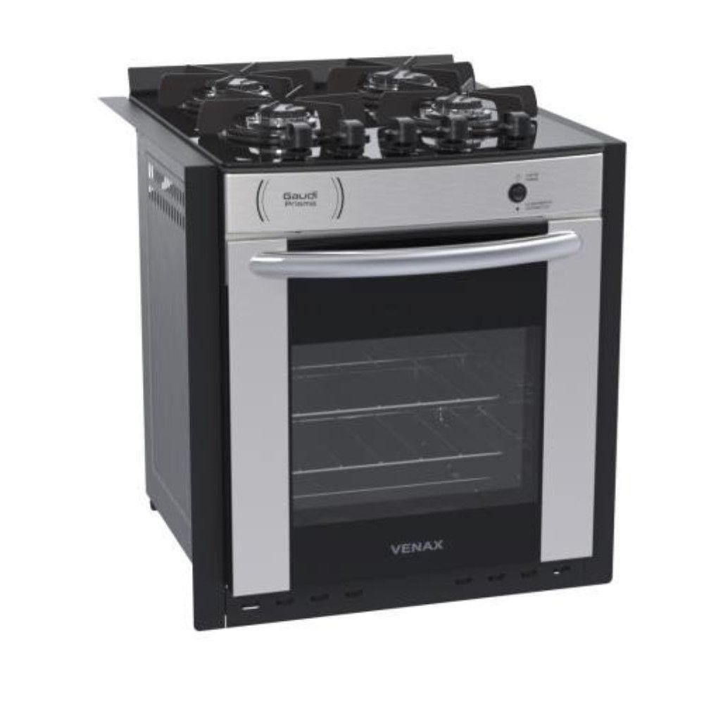 Fogão De Embutir 4 Bocas Prisma Vitreo Bl Inox Gás Glp Venax
