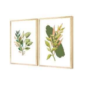 Dupla de Quadros Decorativos Ramos Verde Minimalista Sala