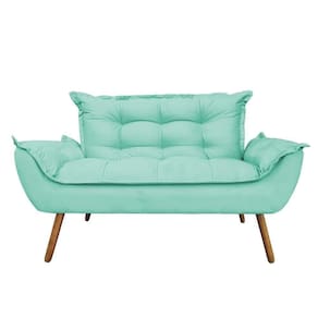 Namoradeira Decorativa Opala 2 Lugares Suede Azul Turquesa