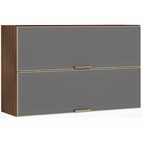 Armário Aéreo 120cm 2 Portas Basculantes Alumínio Inox com Vidro Reflecta Prata Jade Luciane Móveis