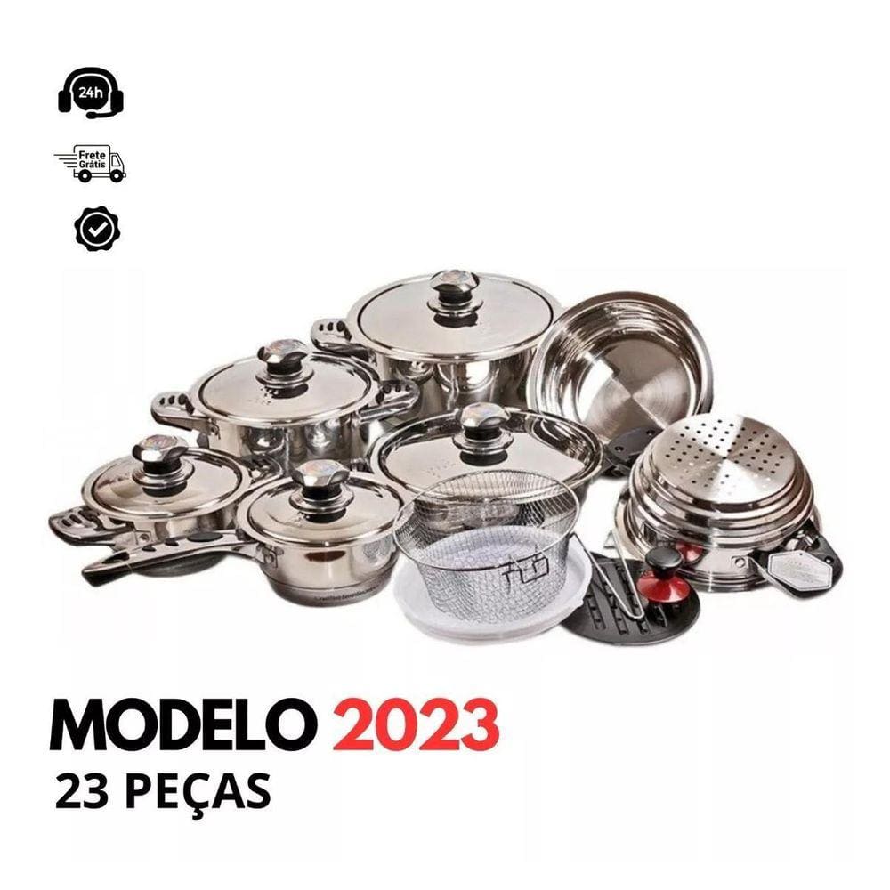 Panelas Antiaderentes Alemãs 23 Peças - Aço Cirúrgico