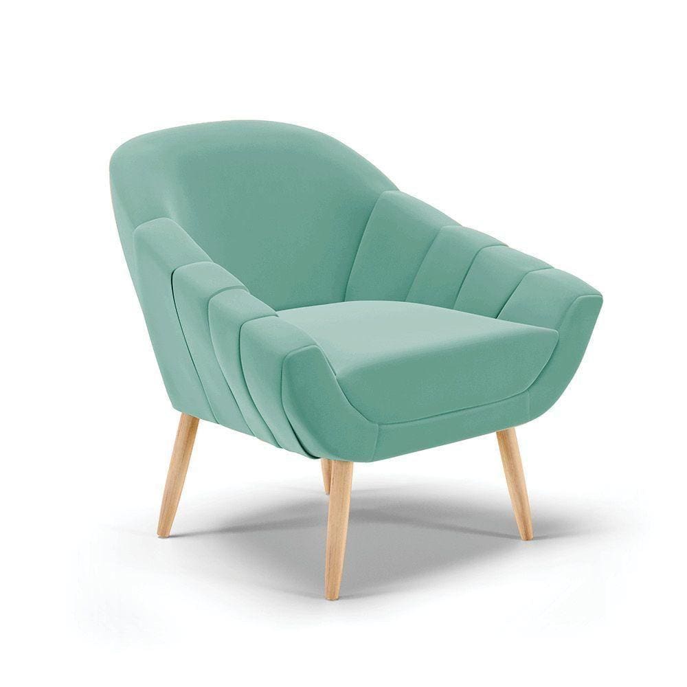 Poltrona Giovana Suede Azul Turquesa Natural