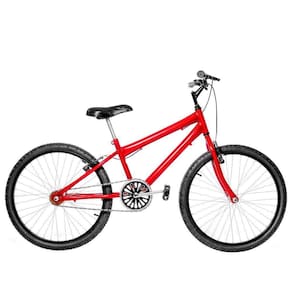 Bicicleta Infantil Aro 24 Alumínio Vermelha E Preta