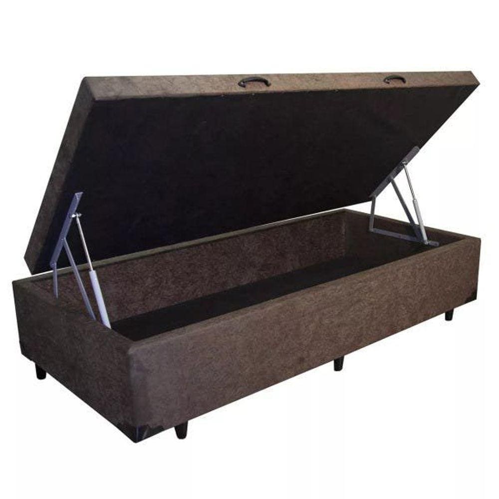 Base Box Baú Solteiro Suede Marrom - 39x78x188