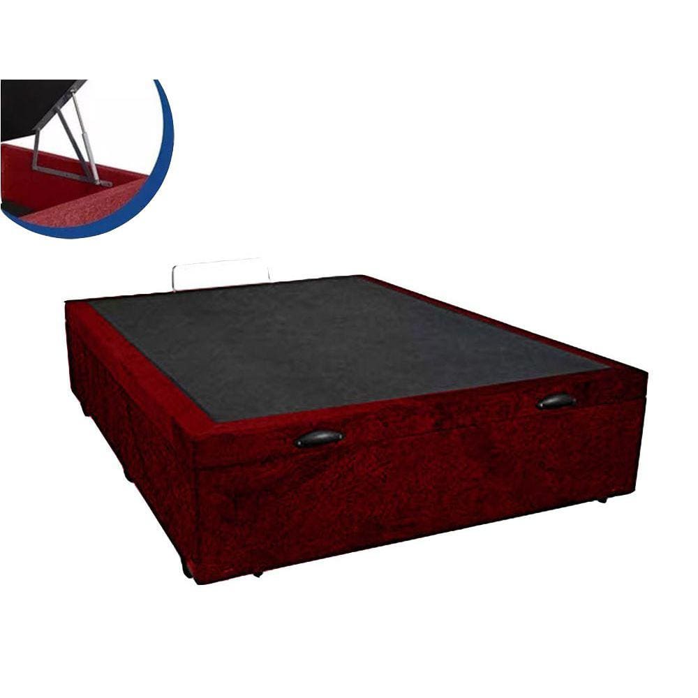 Base Box Baú Casal Suede Vinho - 39x138x188